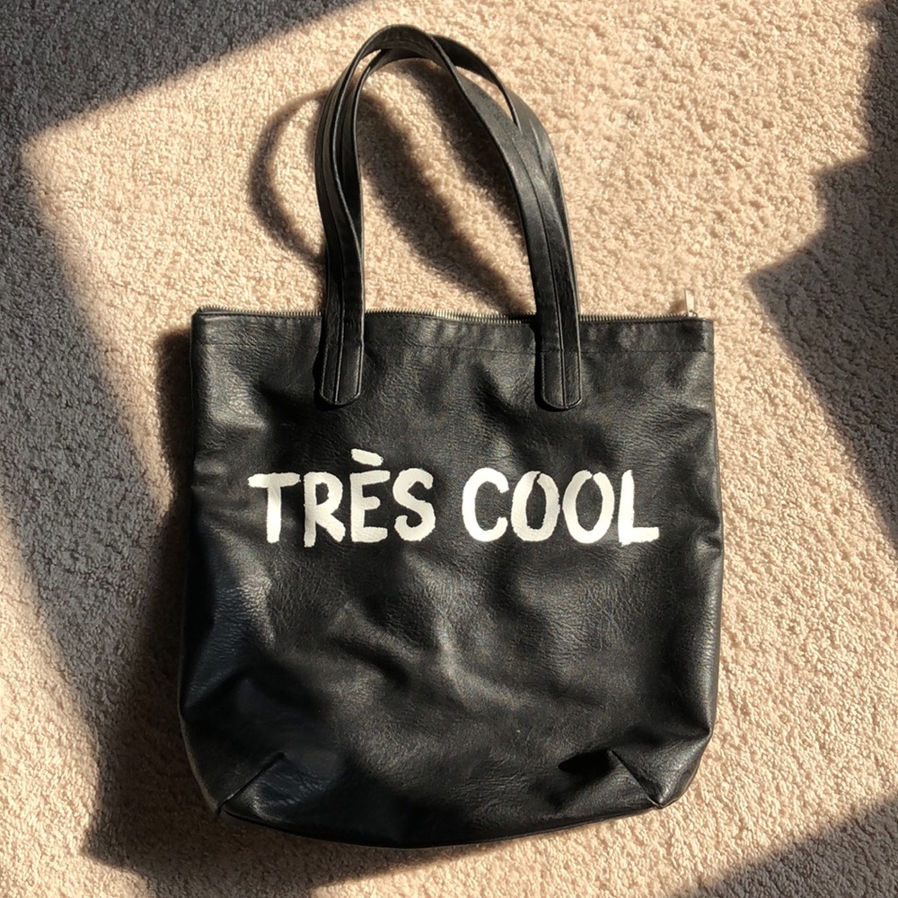 Black Faux Leather Tote Bag